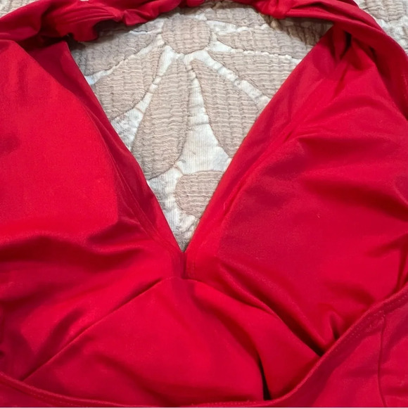 MICHAEL Michael Kors Red Twist-Tie Halter Swimsuit. Size 6. - Picture 12 of 15
